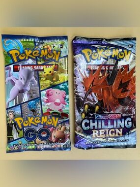 Pokemon TCG Booster Lot Pokemon GO & Sword Shield Chilling Reign Sealed 2 Packs